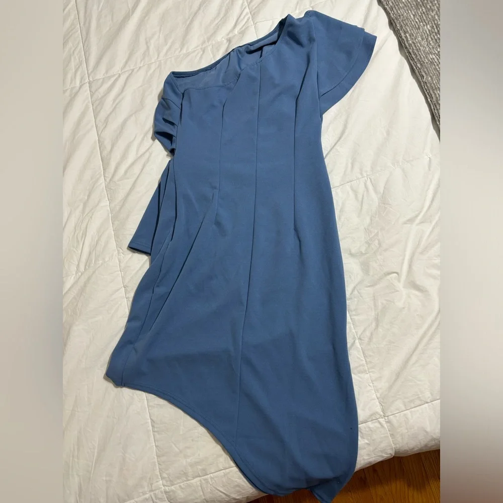 One Shoulder Ruffle Sleeve Dress - Picture 5 of 5